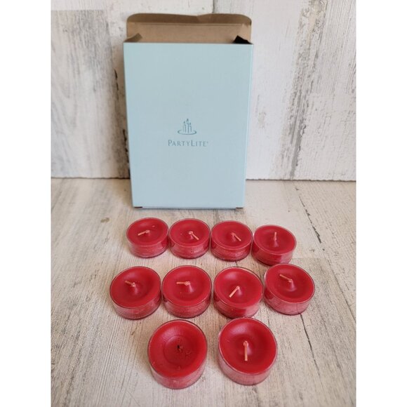 PartyLite cinnamon Bayberry tea light red candle set - Picture 1 of 4